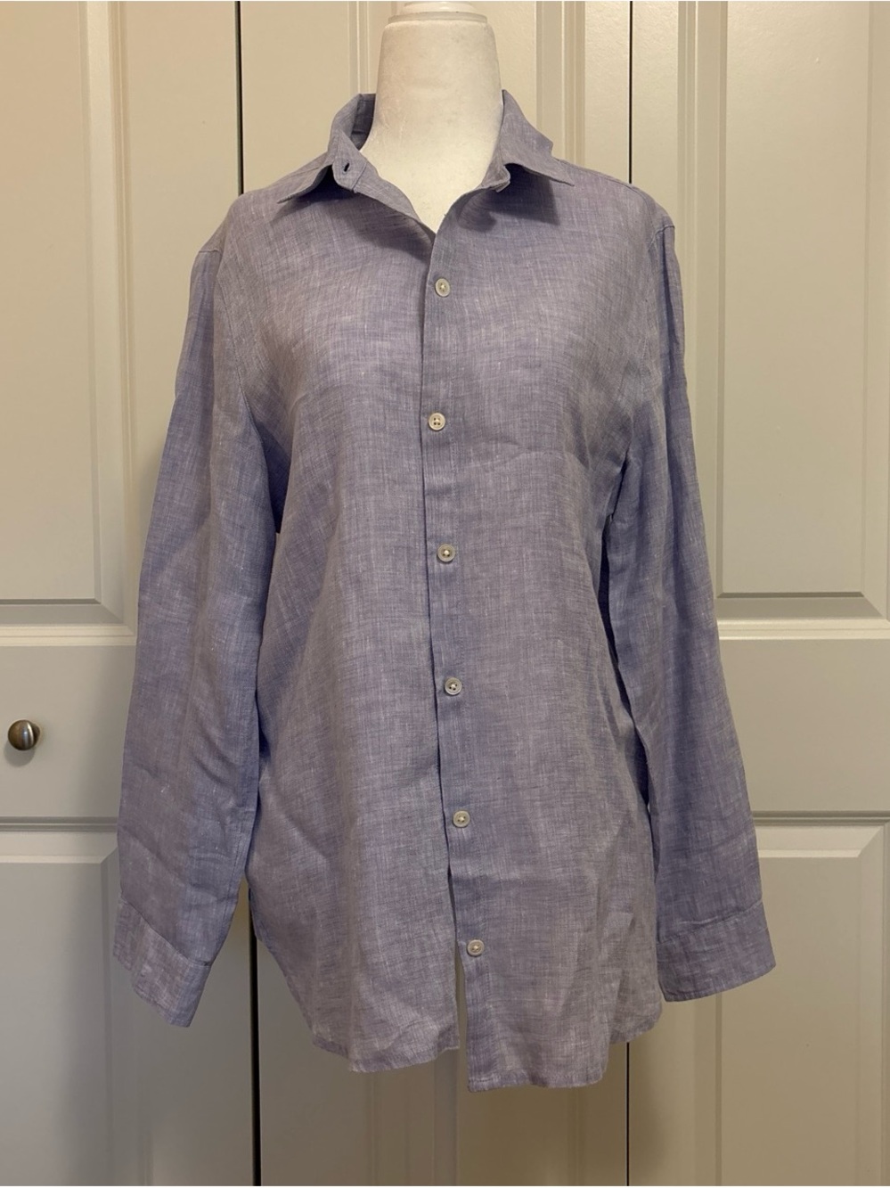 J. Jill Light Blue 100% Linen Button Down Shirt
